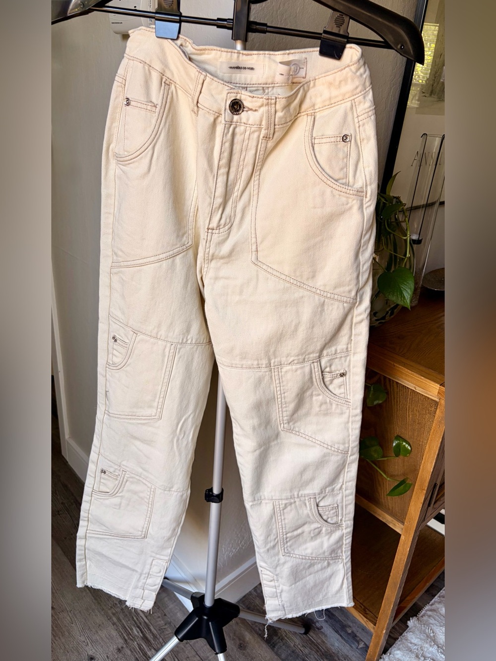 Maniere De Voir Cream Women’s Straight-Leg Utility Pants - Size 4